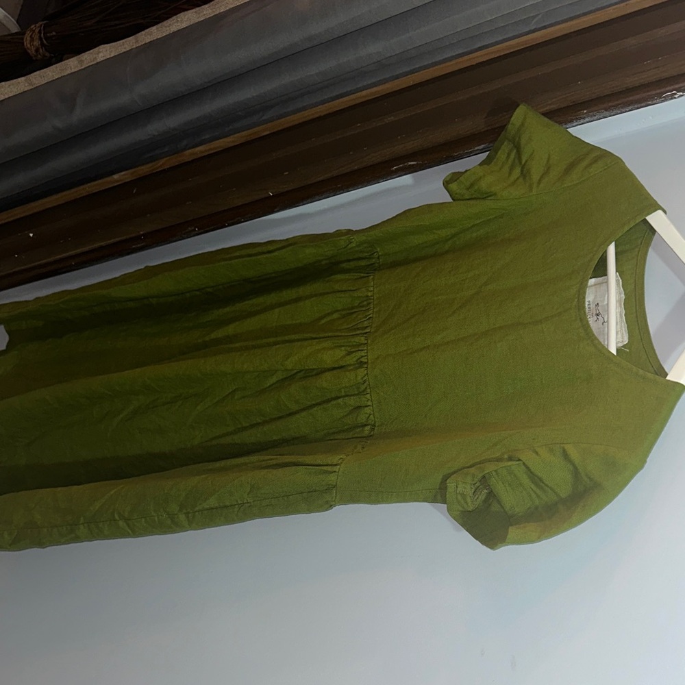 notPERFECTLINEN Olive Green Linen dress